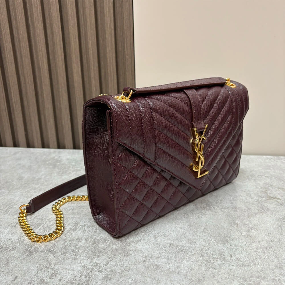 Compact YSL envelope medium in grained leather 2721