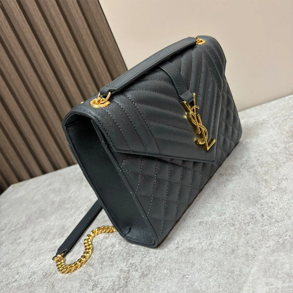 Lightweight YSL envelope medium in grained leather 2730