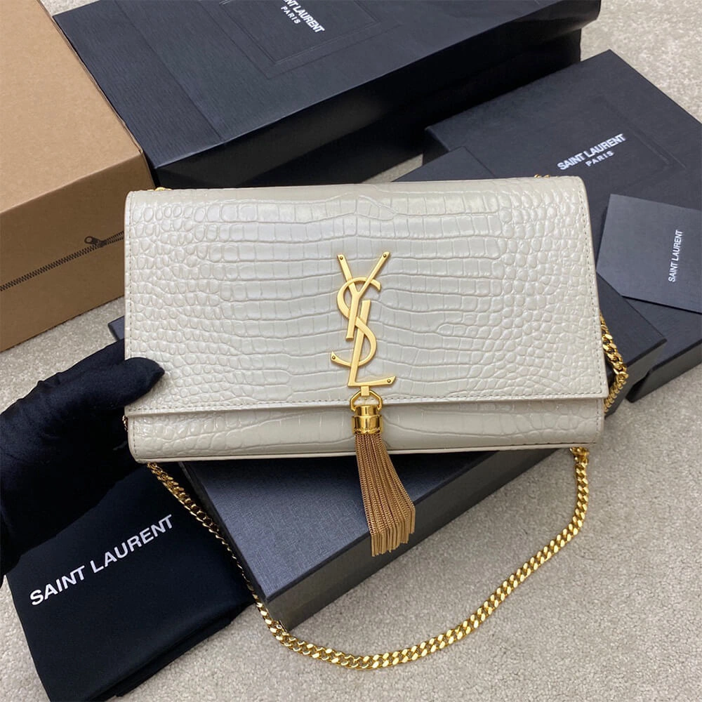 YSL kate medium tassel in crocodile-embossed leather Unique 2806
