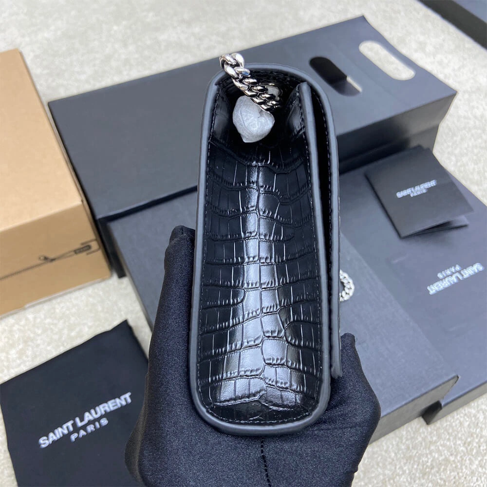 YSL kate medium tassel in crocodile-embossed leather MoistureWicking 2813
