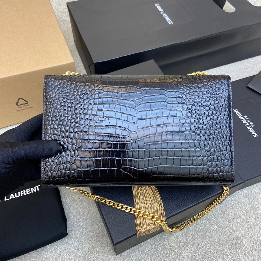 Colorful YSL kate medium tassel in crocodile-embossed leather 2804