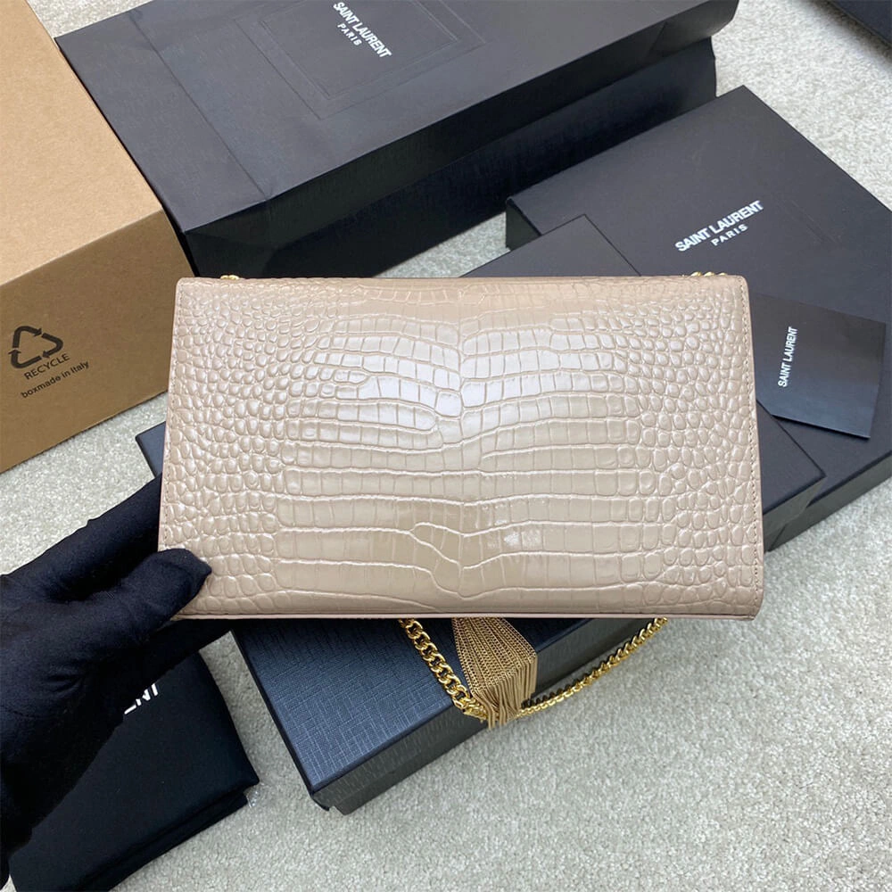 Attractive YSL kate medium tassel in crocodile-embossed leather 2807