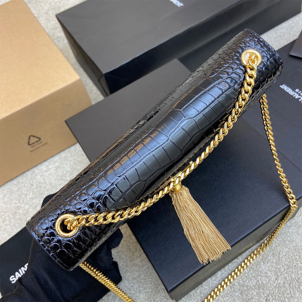 Colorful YSL kate medium tassel in crocodile-embossed leather 2804