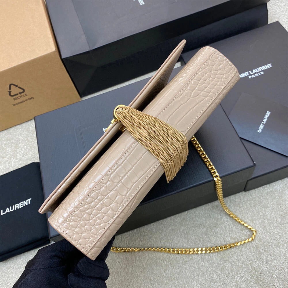 Attractive YSL kate medium tassel in crocodile-embossed leather 2807
