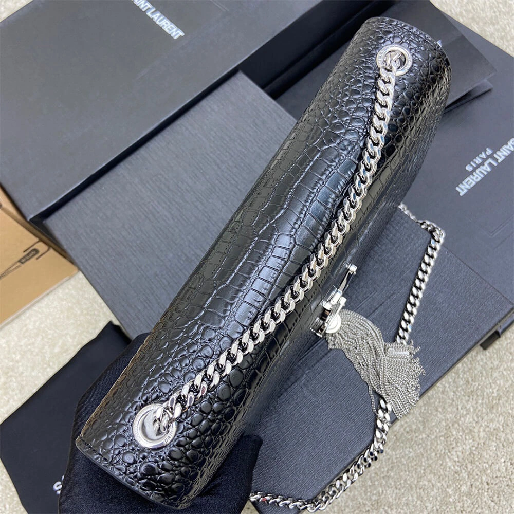 YSL kate medium tassel in crocodile-embossed leather MoistureWicking 2813