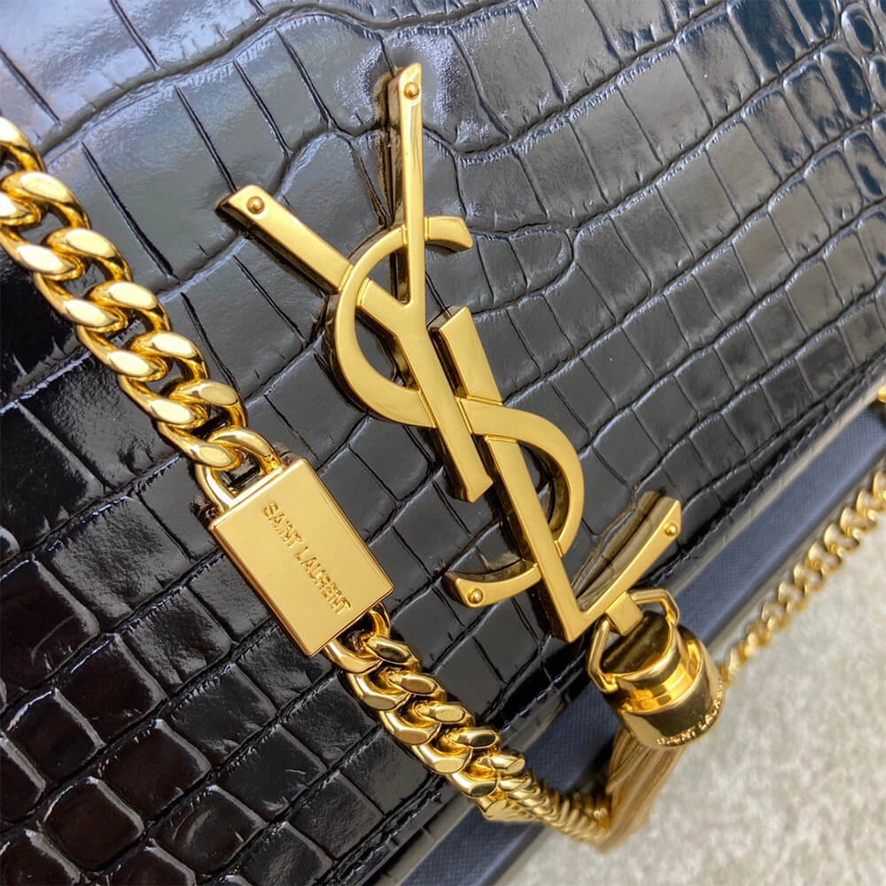 Colorful YSL kate medium tassel in crocodile-embossed leather 2804
