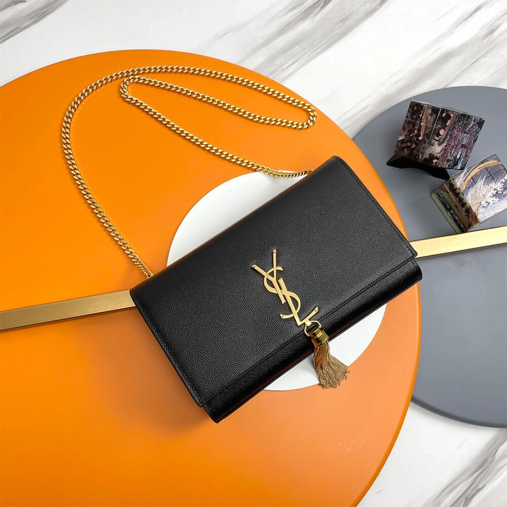 Refined YSL kate medium tassel in grain de poudre embossed leather 2789