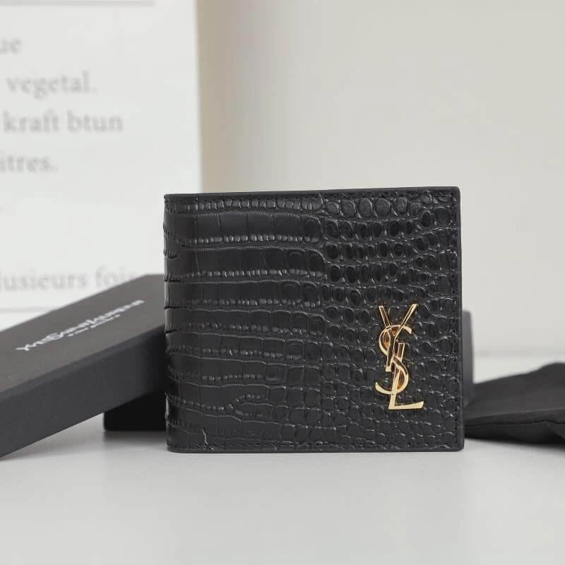 YSL tiny cassandre wallet in crocodile embossed matte leather SoftTouch 2885