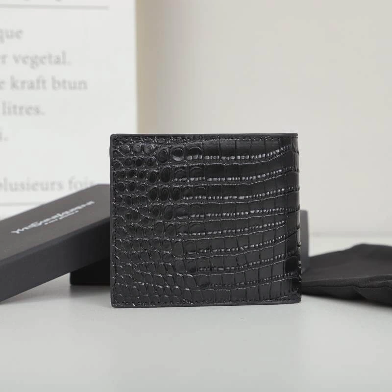 YSL tiny cassandre wallet in crocodile embossed matte leather SoftTouch 2885