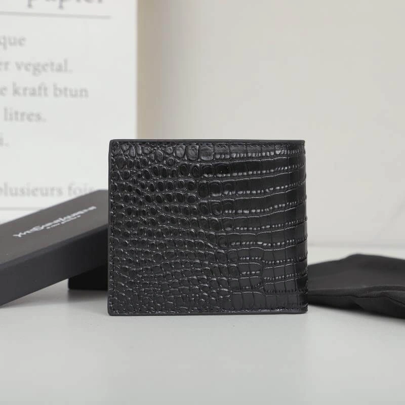 FastDry YSL tiny cassandre wallet in crocodile embossed matte leather 2822