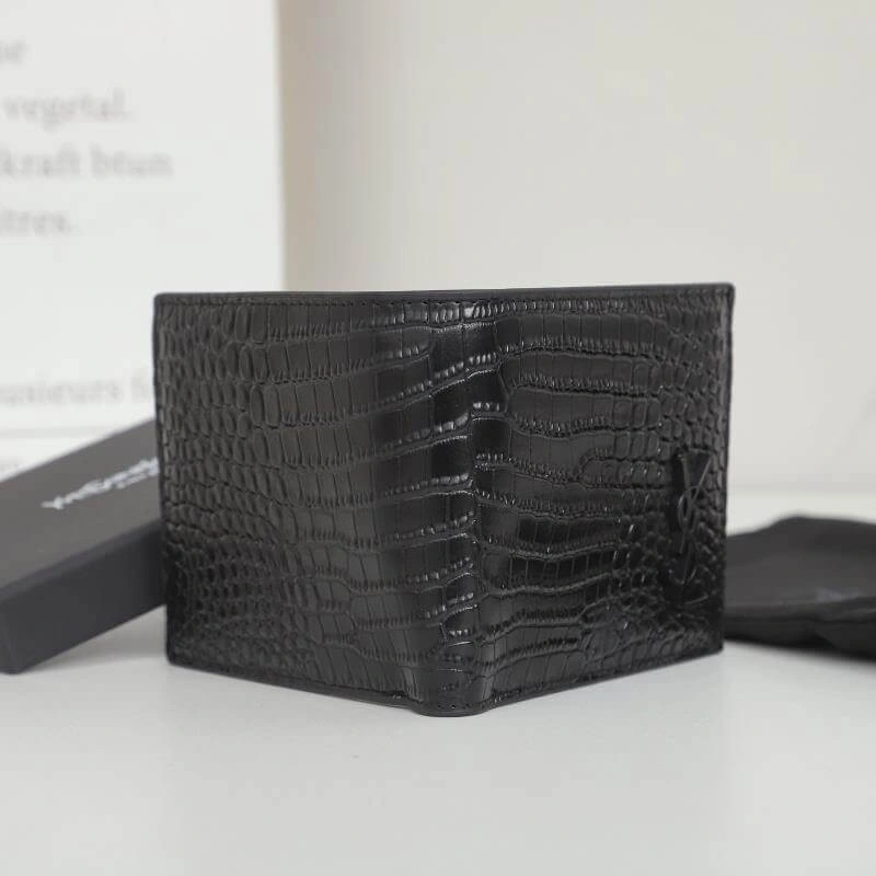 FastDry YSL tiny cassandre wallet in crocodile embossed matte leather 2822