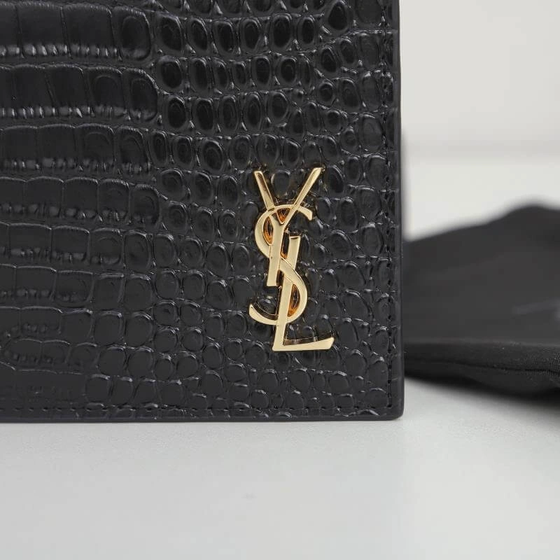 YSL tiny cassandre wallet in crocodile embossed matte leather SoftTouch 2885