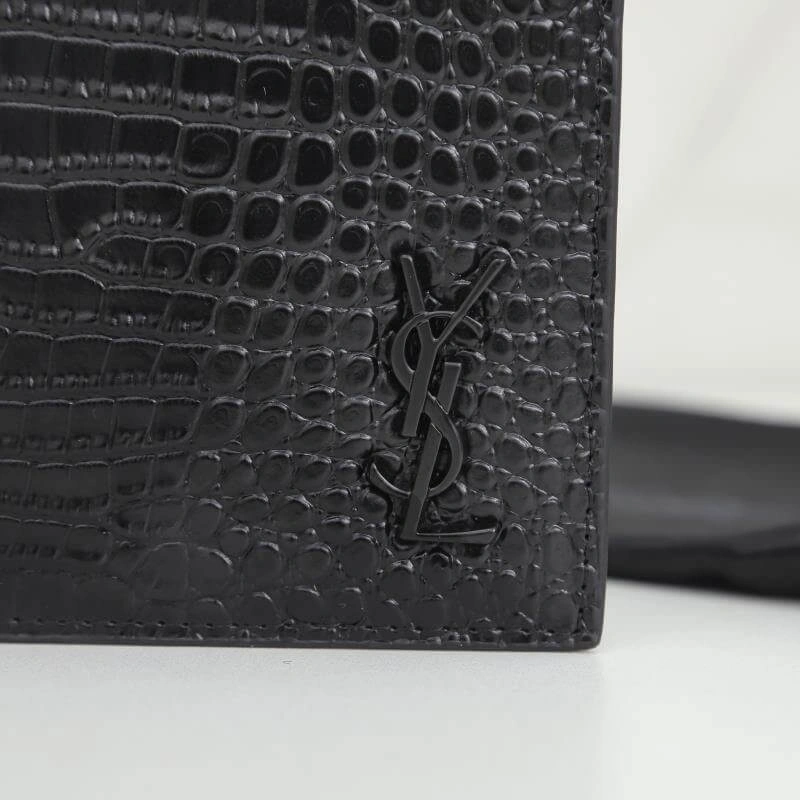 FastDry YSL tiny cassandre wallet in crocodile embossed matte leather 2822
