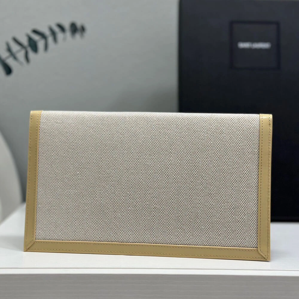 YSL uptown pouch in canvas and leather Bright 2664