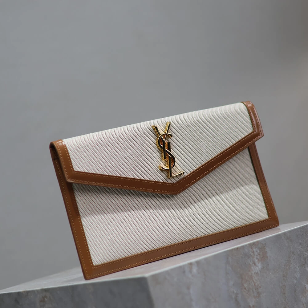 YSL uptown pouch in canvas and leather Bright 2664