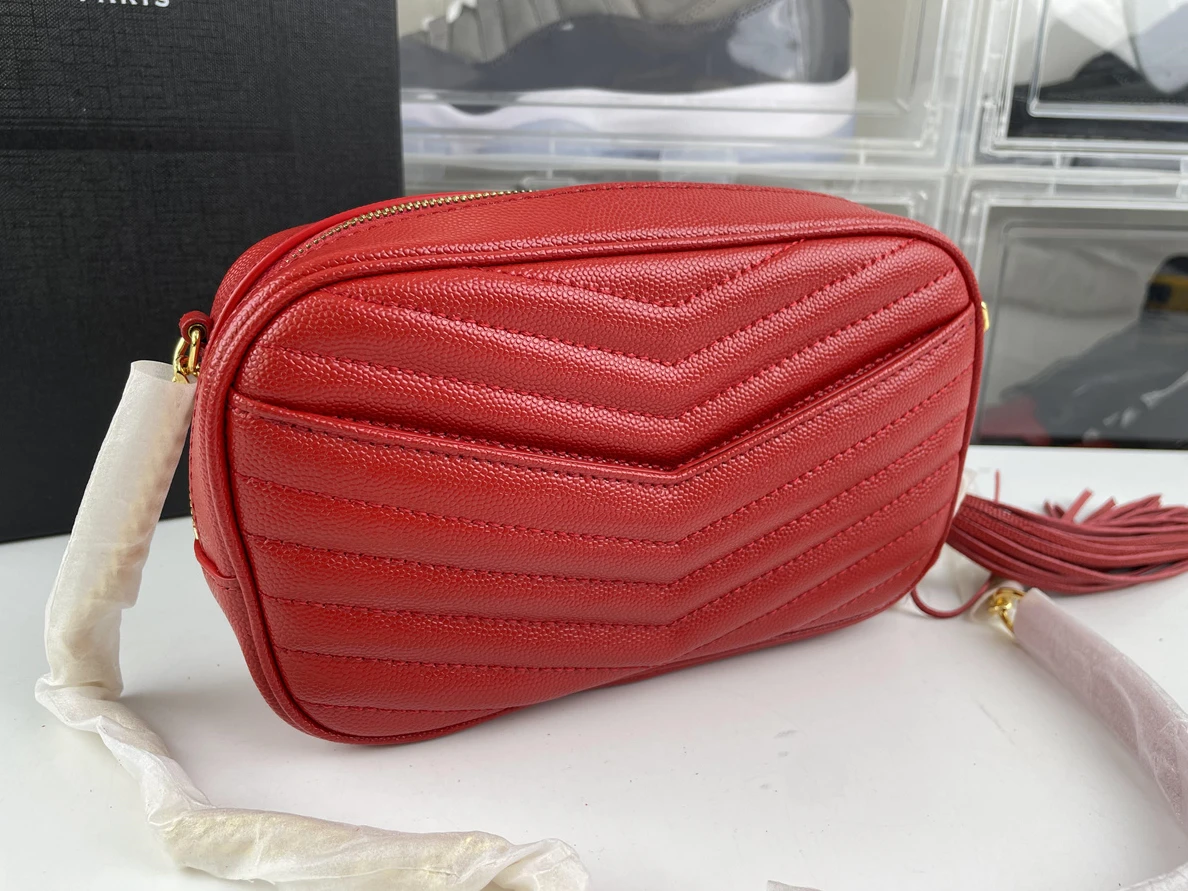 1079 Saint Laurent LouLou Middle Red bag  (20cm) WellDesigned 254