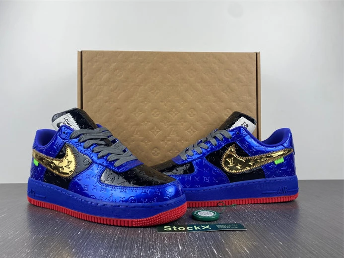 2620 Louis Vuitton Nike Air Force 1 Low By Royal blue Black Gold Red GoodFit 2413