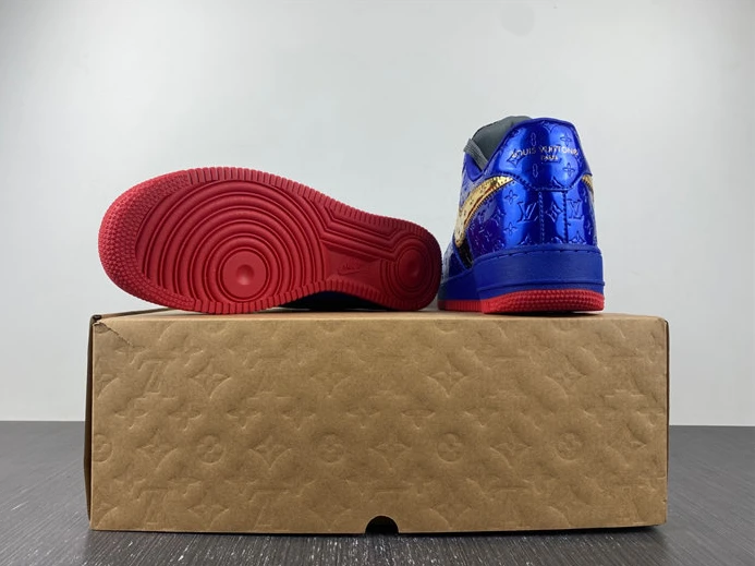 2620 Louis Vuitton Nike Air Force 1 Low By Royal blue Black Gold Red GoodFit 2413