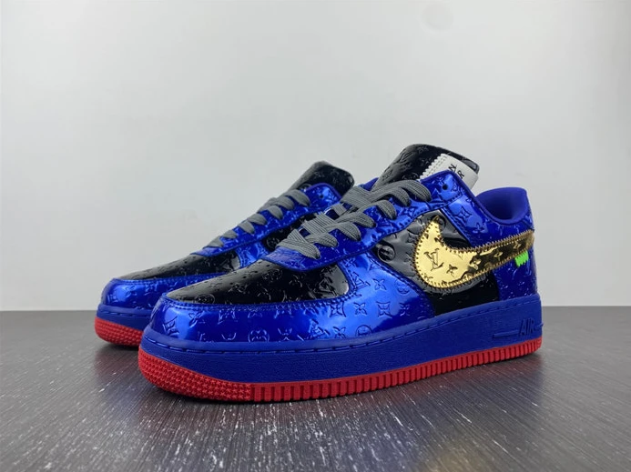 2620 Louis Vuitton Nike Air Force 1 Low By Royal blue Black Gold Red GoodFit 2413