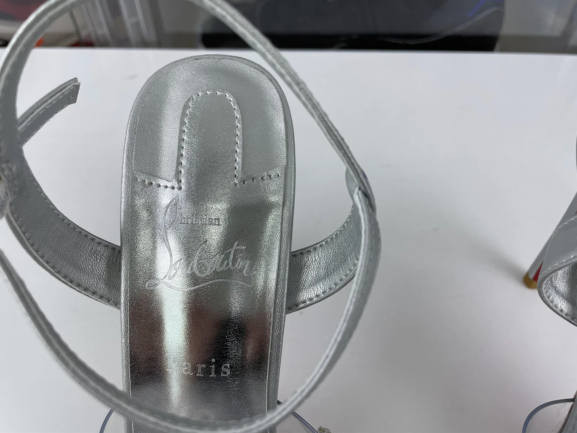2649 Christian Louboutin CL high heel Silver Crystal with red bottom GoAnywhere 3533