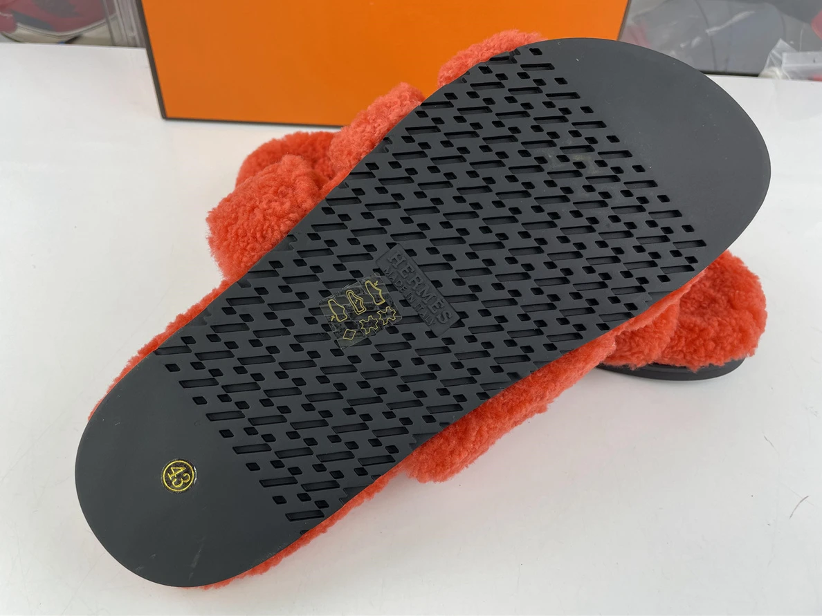 2649 Hermes Red Woolen Sandals Affordable 113
