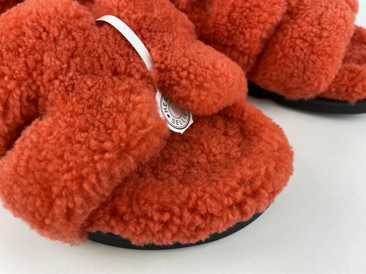 2649 Hermes Red Woolen Sandals Affordable 113