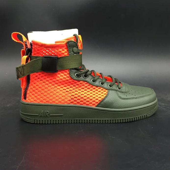 2884 Nike SF Air Force 1 Mid Cargo Khaki Total Crimson Popular 2495