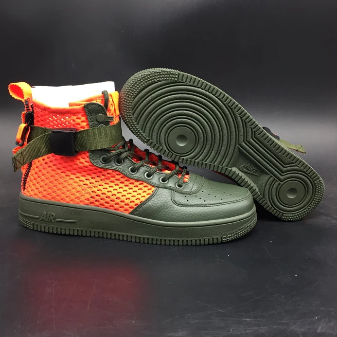 2884 Nike SF Air Force 1 Mid Cargo Khaki Total Crimson Popular 2495