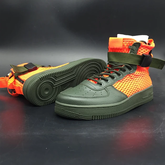 2884 Nike SF Air Force 1 Mid Cargo Khaki Total Crimson Popular 2495