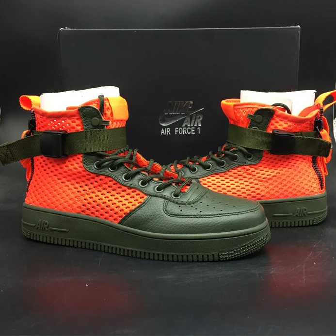 2884 Nike SF Air Force 1 Mid Cargo Khaki Total Crimson Popular 2495