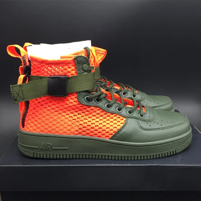 2884 Nike SF Air Force 1 Mid Cargo Khaki Total Crimson Popular 2495