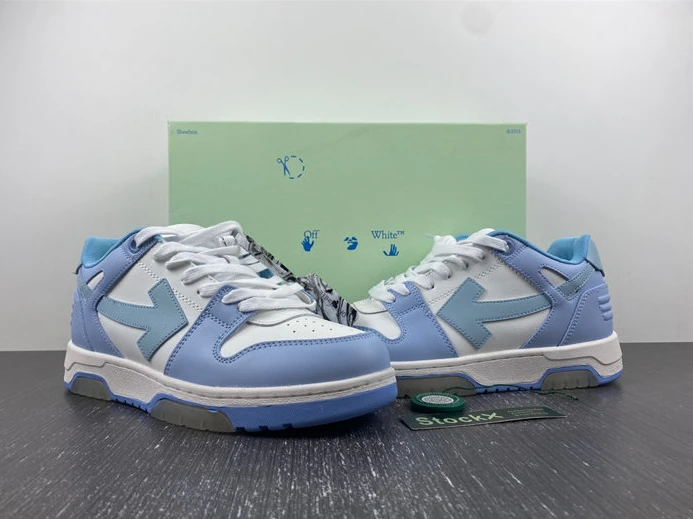 3869 OFF-WHITE OOO Low Out Of Office Calf Leather White Light Blue OMIA189F20LEA DailyWear 1433