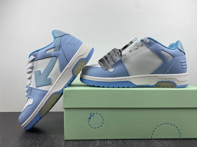 3869 OFF-WHITE OOO Low Out Of Office Calf Leather White Light Blue OMIA189F20LEA DailyWear 1433