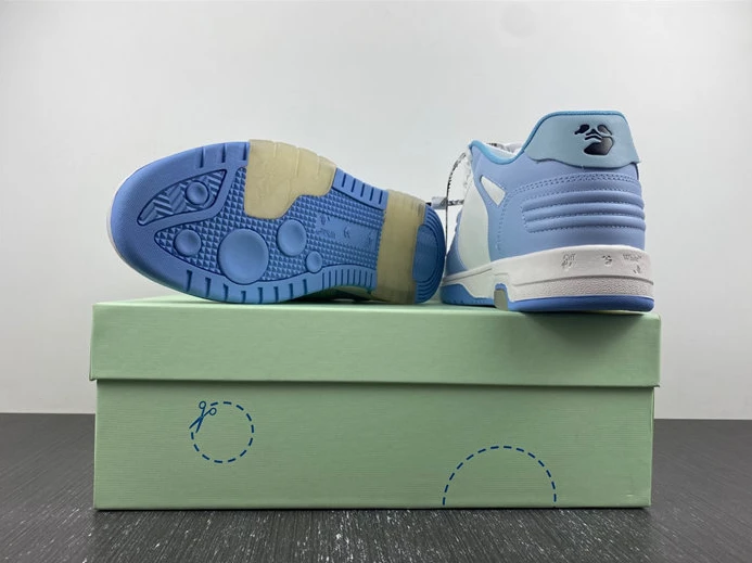 3869 OFF-WHITE OOO Low Out Of Office Calf Leather White Light Blue OMIA189F20LEA DailyWear 1433