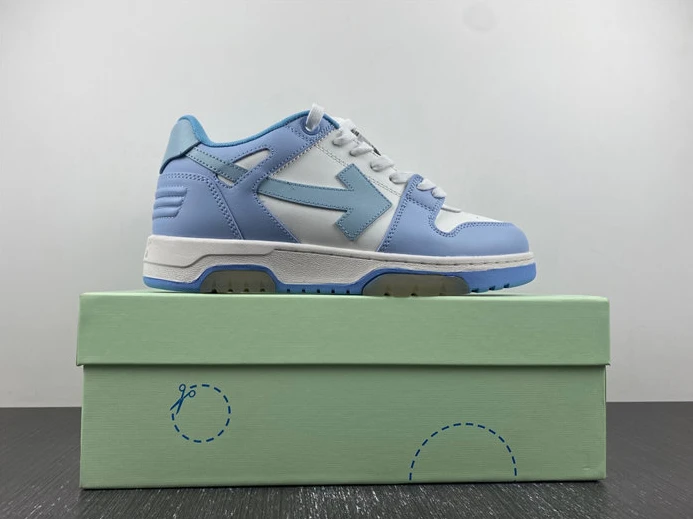 3869 OFF-WHITE OOO Low Out Of Office Calf Leather White Light Blue OMIA189F20LEA DailyWear 1433