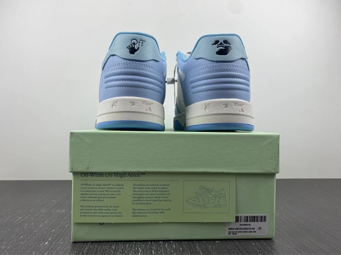 3869 OFF-WHITE OOO Low Out Of Office Calf Leather White Light Blue OMIA189F20LEA DailyWear 1433