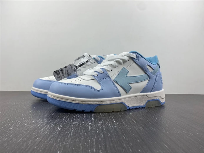 3869 OFF-WHITE OOO Low Out Of Office Calf Leather White Light Blue OMIA189F20LEA DailyWear 1433