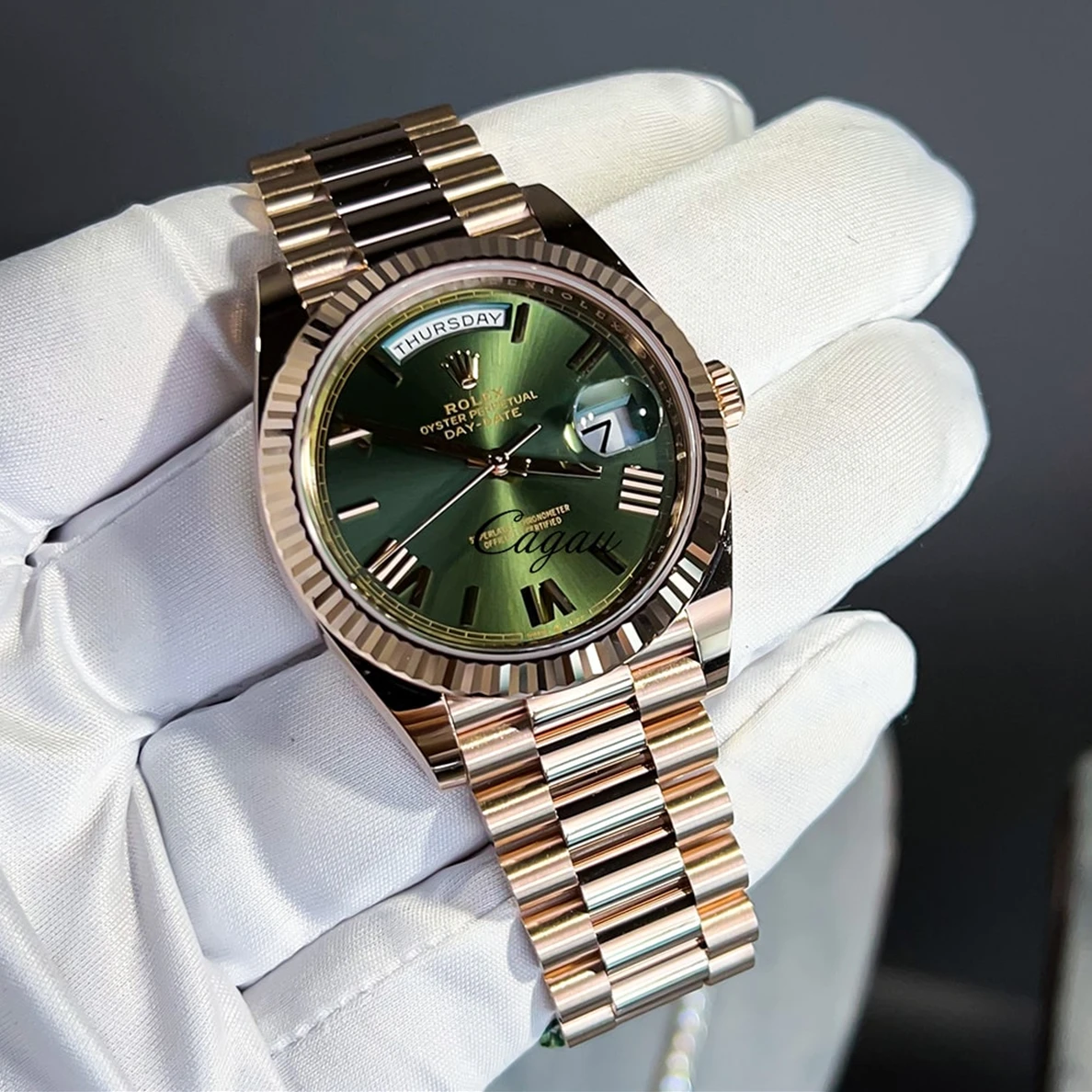 4531 Rolex Green Day-Date Golden watchhands (41mm) AllSeason 331