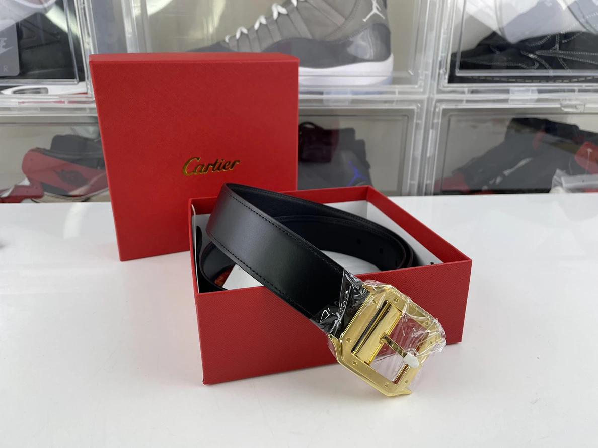 4796 Cartier Gold Santos Leather Belt (100-125cm) NewStyle 41