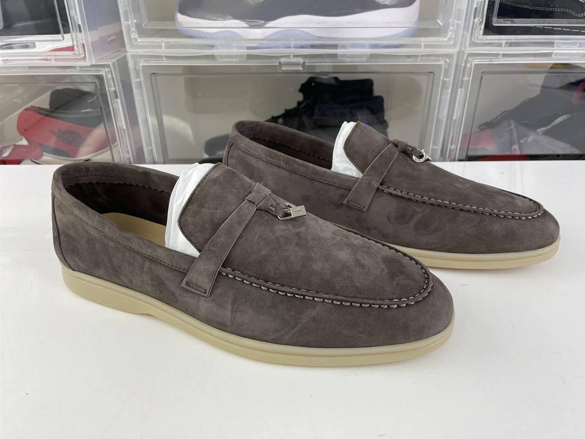 508 Loro piana Coffee BROWN summer walk shoes Suede NewStyle 3539