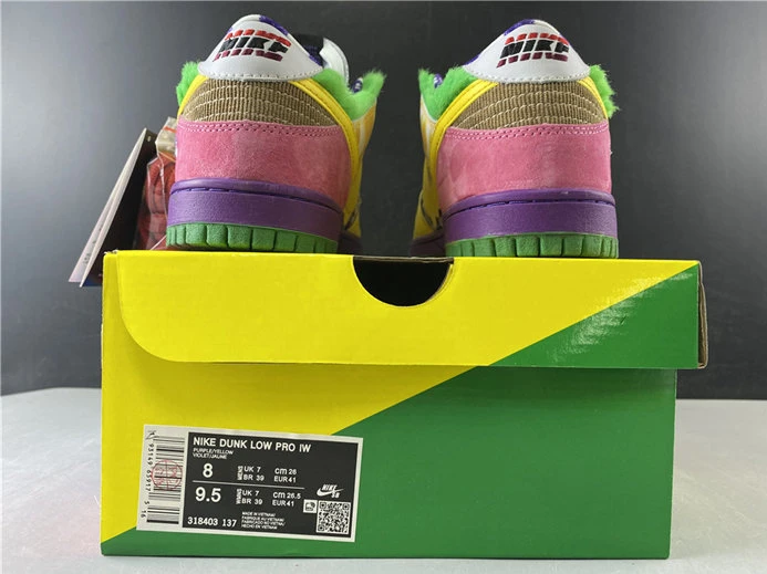 5812 NIKE SB DUNK LOW PRO IW PURPLE YELLOW-VIOLET-PINK 318403- Affordable 2196