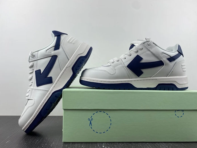 7018 OFF-WHITE Out Of Office OOO Low Tops White White Navy Blue OMIA189F22LEA HighQuality 1432