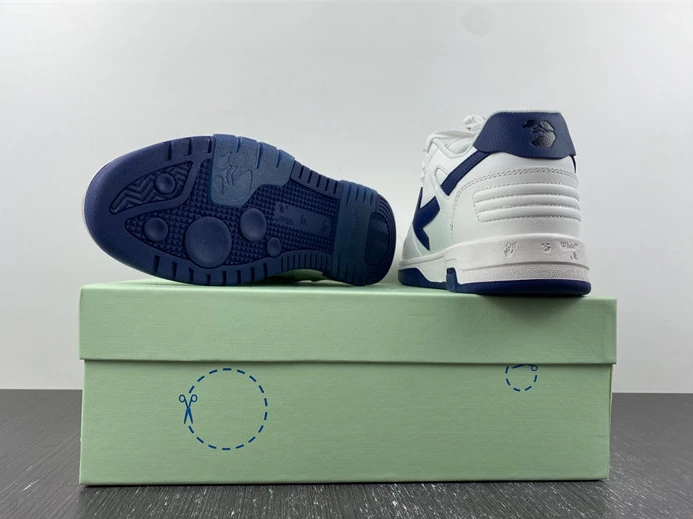 7018 OFF-WHITE Out Of Office OOO Low Tops White White Navy Blue OMIA189F22LEA HighQuality 1432