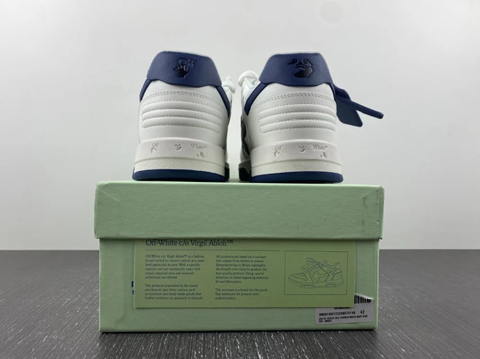 7018 OFF-WHITE Out Of Office OOO Low Tops White White Navy Blue OMIA189F22LEA HighQuality 1432