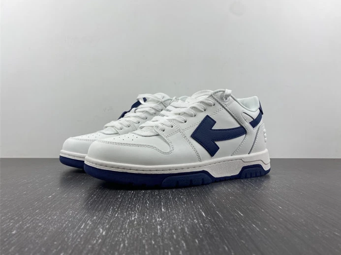 7018 OFF-WHITE Out Of Office OOO Low Tops White White Navy Blue OMIA189F22LEA HighQuality 1432