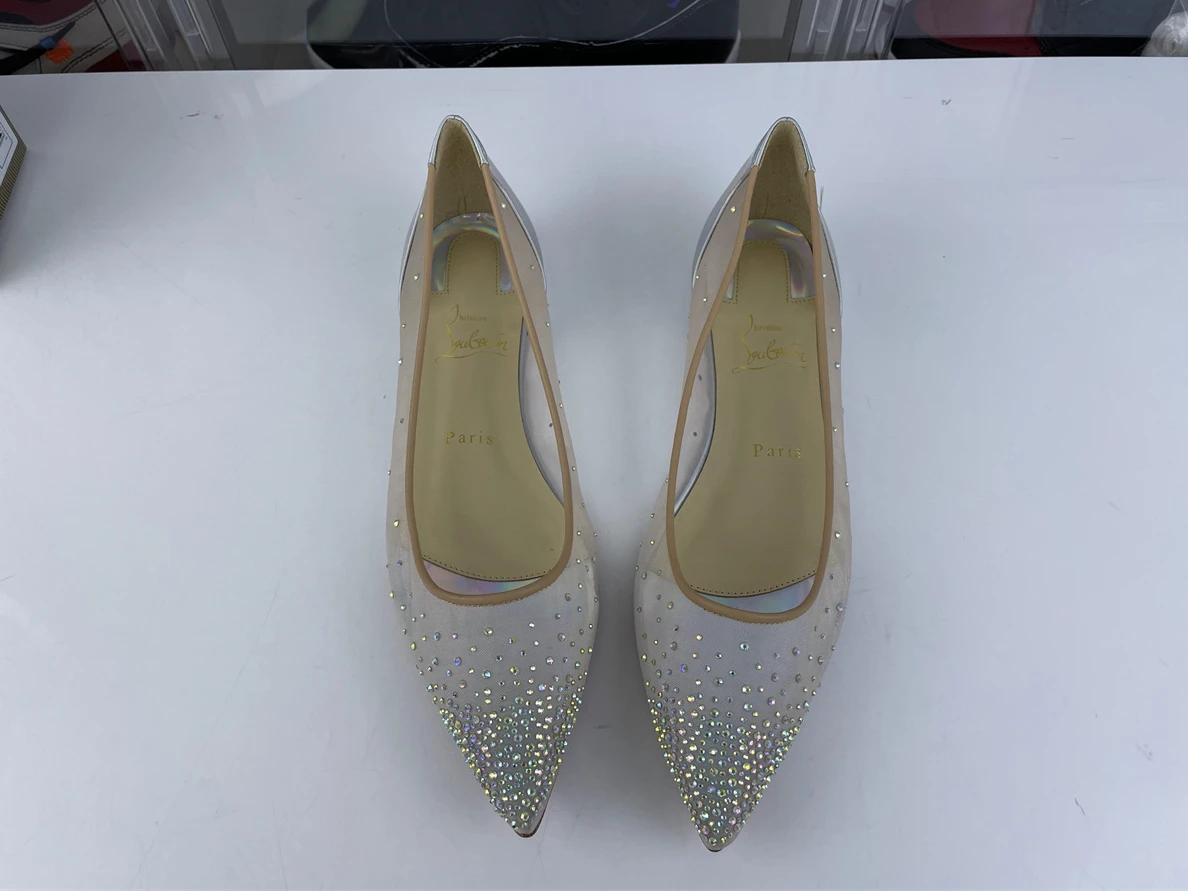 851 Christian Louboutin ladies follies strass crystal flat shoes Red bottom, EU35- GoodFit 82