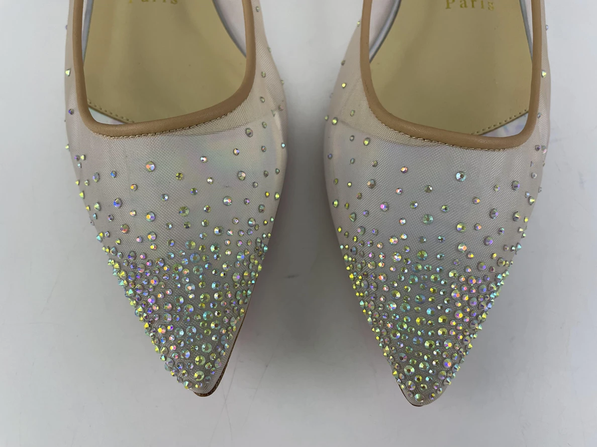 851 Christian Louboutin ladies follies strass crystal flat shoes Red bottom, EU35- GoodFit 82