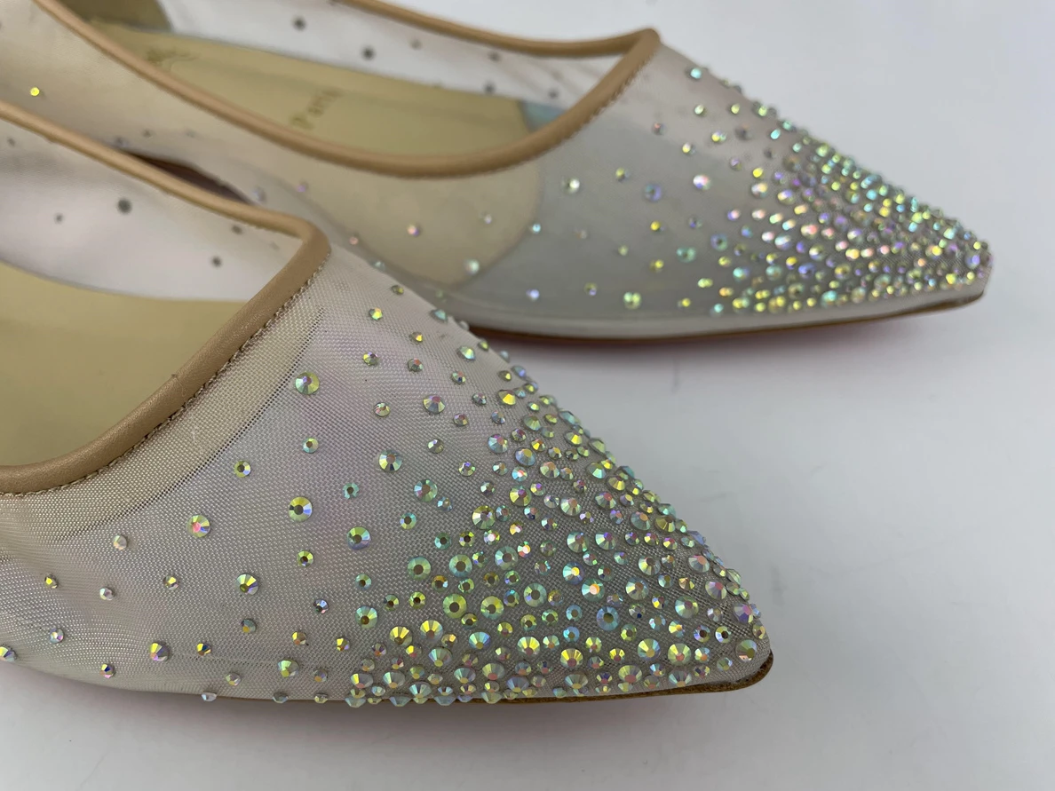 851 Christian Louboutin ladies follies strass crystal flat shoes Red bottom, EU35- GoodFit 82