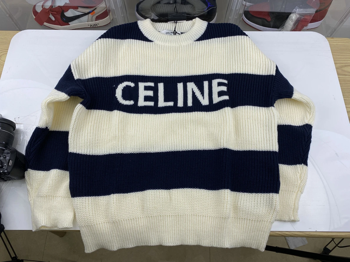 9432 Celine Clean Fit  White Blue Sweater DailyWear 69
