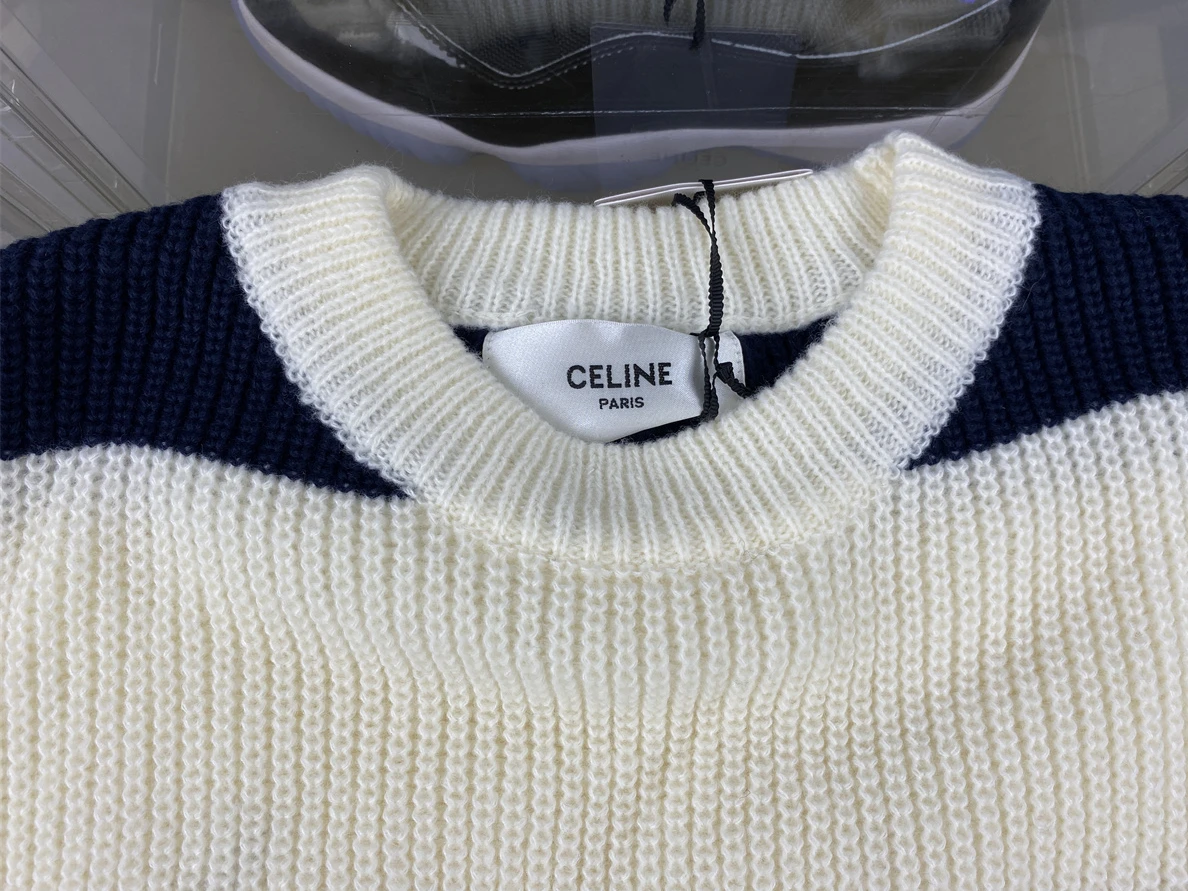 9432 Celine Clean Fit  White Blue Sweater DailyWear 69